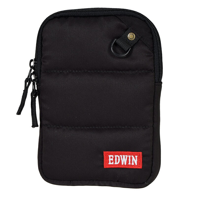 【アウトレット】【ネコポス便配送】EDWIN　キルティングショルダーポーチ　ブラック VE-3577