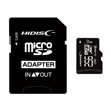 【ネコポス便配送・送料無料】HIDISC microSDXCカード 256GB CLASS10 UHS-1対応 SD変換アダプタ-付き HDMCSDX256GCL10UIJP3