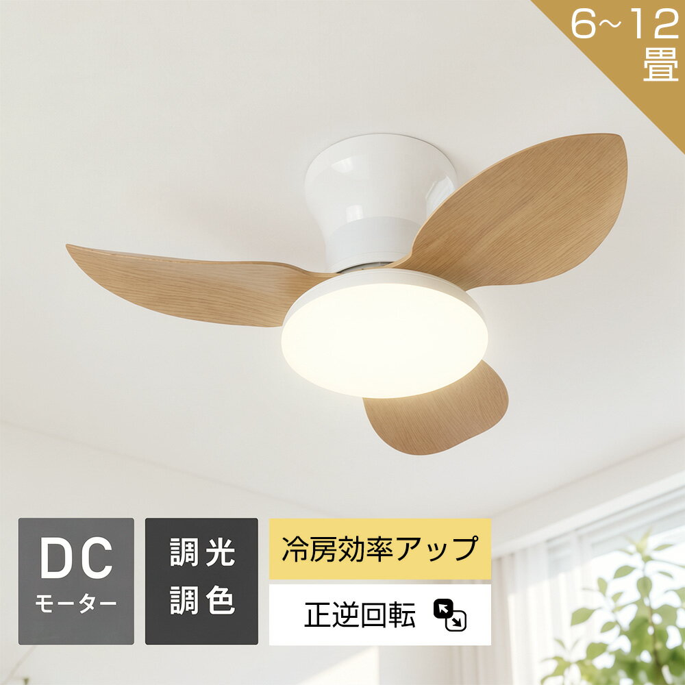 ＼✨さらに3000円OFF→最安で6980円✨／ シーリングファン シーリングファンライト ファン付きライト 冬夏両用 扇風機 省エネ 正逆回転 空気循環 調光調色 LEDシーリングライト DCモーター 天井 静か 6~12畳 工事不要 リモコン付き 木目調 おしゃれ 軽量