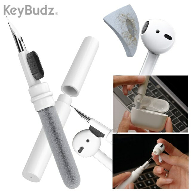 KeyBudz AirCare クリーニングキット AirPods ＆ AirPods Pro イヤホン用 クリーナー 掃除 消毒キット AirPods汚れ 携帯型マルチツールキット リティスティック イヤホン スピーカー 汚れ除去 クリーニングパテ マイクロファイバークロス