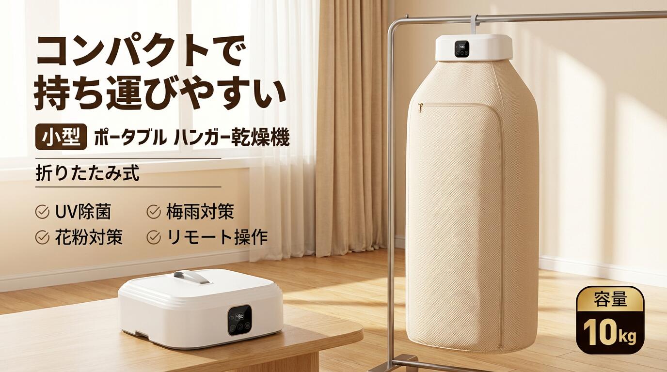 Rakuten - 【コンパクトで持ち運びやすい】小型 ポータブル ハンガー乾燥機 衣類乾燥機 服 折りたたみ 洗濯 大容量 温風 ヒーター乾燥 アパート キャンプ 室内干し ポイント消化 プレゼント ギフト 人気 おすすめ 新生活 母の日 父の日 誕生日