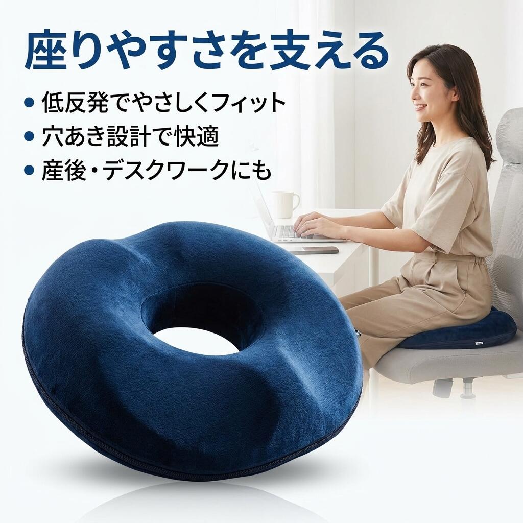 Rakuten - ＼座りやすさを支える／ 円座クッション 低反発 丸型 座布団 チェアクッション ドーナツ型 産後 妊婦 マタニティ 事務 椅子 テレワーク オフィス 通勤 ギフト ポイント消化 プレゼント 人気 おすすめ 新生活 母の日 父の日 誕生日