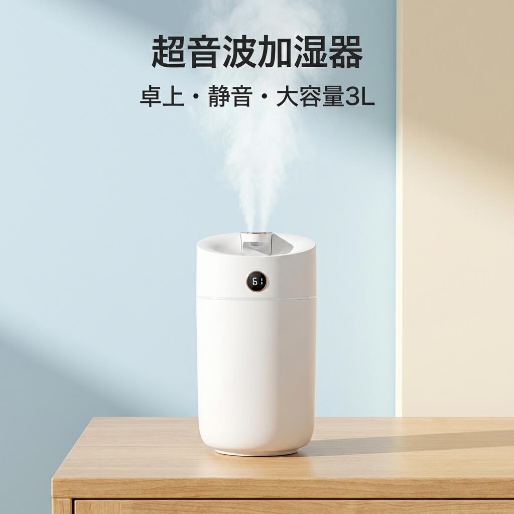 Rakuten - 【水滴がつきにくい】ダブルノズル加湿器 3L 卓上 加湿器 フィルターなし 上から給水 湿度計付 ナノ加湿 静音 USB オフィス 小型 省スペース くらげ型 お手入れ簡単 ポイント消化 プレゼント ギフト 人気 おすすめ 新生活 母の日 父の日 誕生日