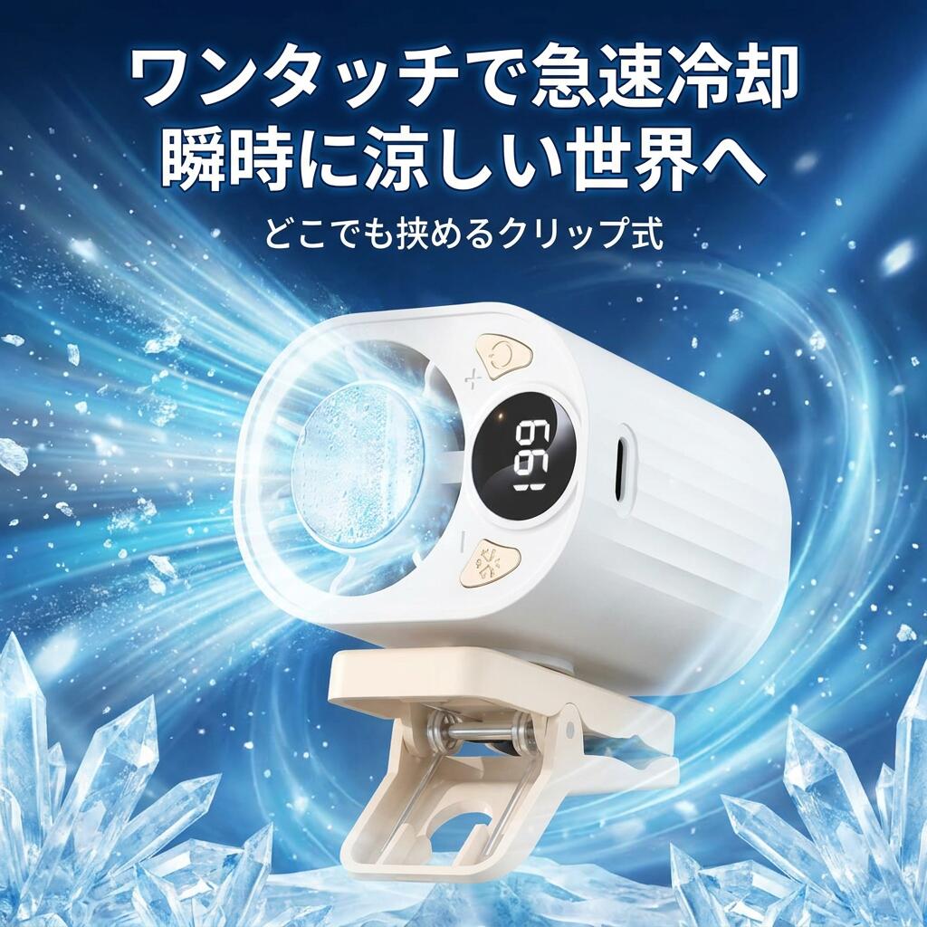 Rakuten - 【どこでも挟める】クリップファン クリップ扇風機 携帯扇風機 ハンディファン 冷風扇 冷却ファン アイスファン マルチファン 傘用 車内用 卓上 クリップ式 暑さ対策 ポイント消化 プレゼント ギフト 人気 おすすめ 新生活 母の日 父の日 誕生日