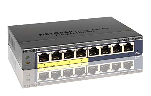 【中古】NETGEAR スイッチングハブ 8ポート ギガビット PoE+(53W) 金属筐体 壁掛け対応 静音ファンレス VLAN QoS アンマネージプラス 法人向け GS108PE