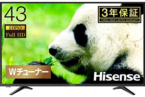 【中古】ハイセンス Hisense 43V型 液晶 テレビ 43A50 フルハイビジョン 外付けHDD裏番組録画対応 メーカー3年 2018年モデル