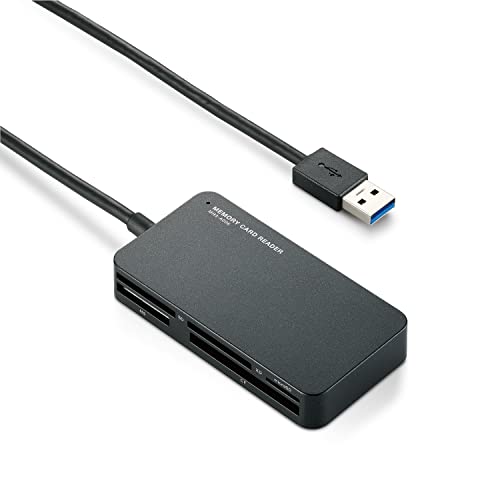 【中古】エレコム カードリーダー USB3.0 9倍速転送 スリムコネクタ ケーブル一体タイプ ブラック MR3-A006BK