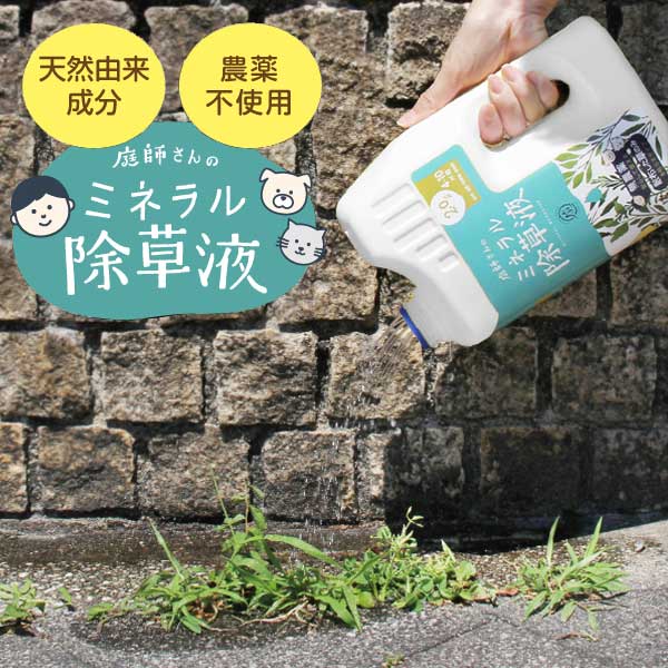 除草剤 無害「 庭師さんのミネラル除草液 」【草むしり 除草 無農薬 草 ガーデニング 雑草 非農耕地用 液状 シャワータイプ 根 草木 駐車場 空き地 根こそぎ野村ゆみ監修 プロイデア】