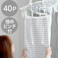  「干し分け アルミハンガー40P」【洗濯ハンガー 引っ張るだけ 40P アルミハンガー 小物 室内 おしゃれ 花粉 梅雨対策 洗濯物 40ピンチ 家族 大人数 室内 おすすめ 物干し ブルーグレー 新生活】