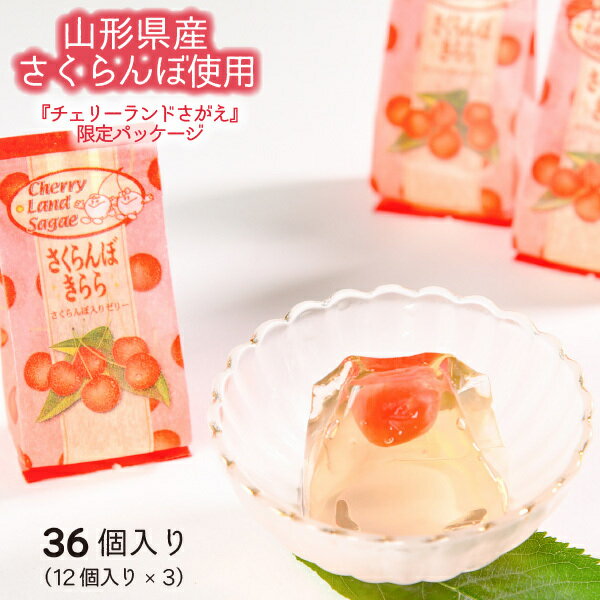 さくらんぼ ゼリー さくらんぼきらら 36個入り （12個入り×3箱） 個包装 フルーツゼリー チェリーランド 道の駅 山形 寒河江 お土産 贈り物 お取り寄せグルメ 送料無料