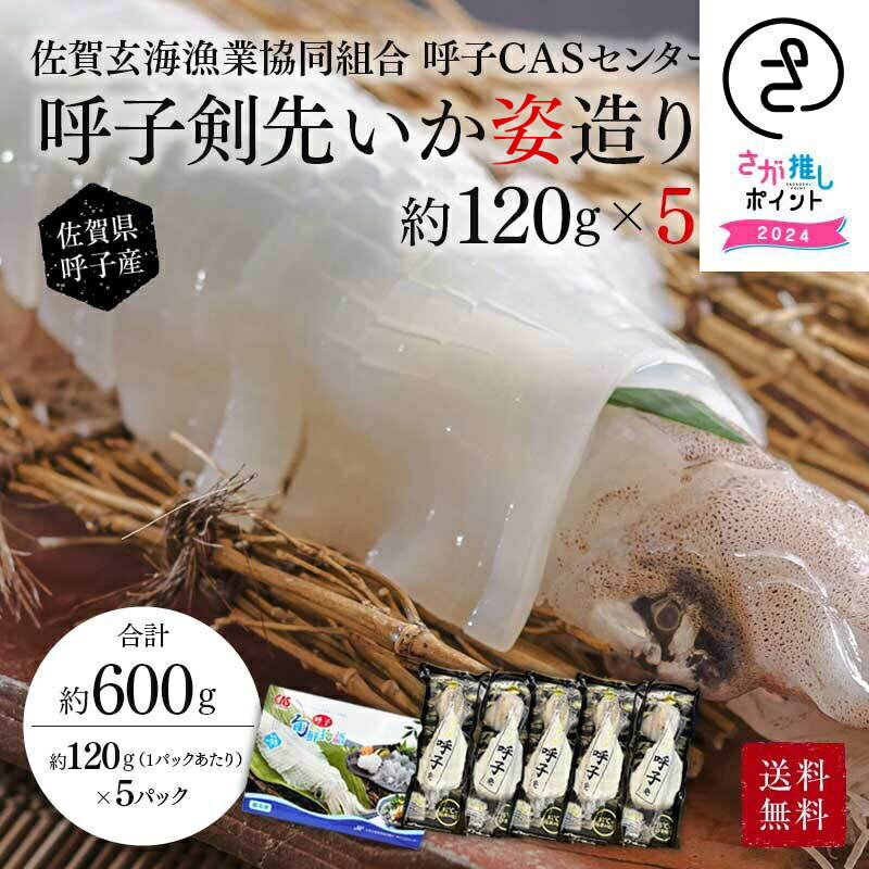 呼子剣先イカ 約120g 5P 佐賀 呼子 剣先いか姿造り イカ刺し お刺身用 剣先イカ 姿造り 新鮮 CAS凍結 呼子直送 いか イカ 刺身 お取り寄せグルメ 贈り物 ギフト 九州