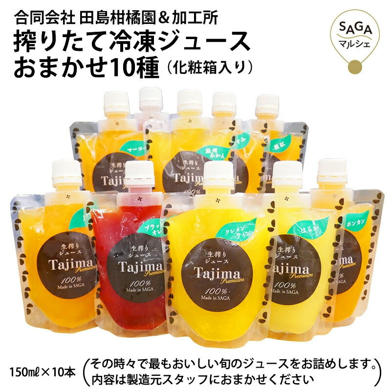 田島柑橘園の搾りたて冷凍ジュース おまかせ10種 化粧箱入り 太良・田島柑橘園