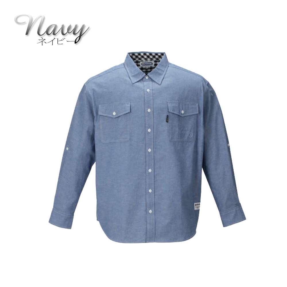OUTDOOR PRODUCTS 綿麻ロールアップ長袖ワークシャツ メンズ チェックシャツ ブロックチェックシャツ O010206-07