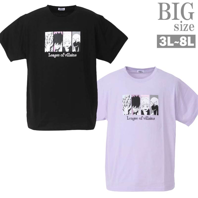 乐天商城 - ヒロアカ・ヴィランプリント半袖Tシャツ 3L 4L 5L 6L 8L 男 かっこいい 服 C040601-07