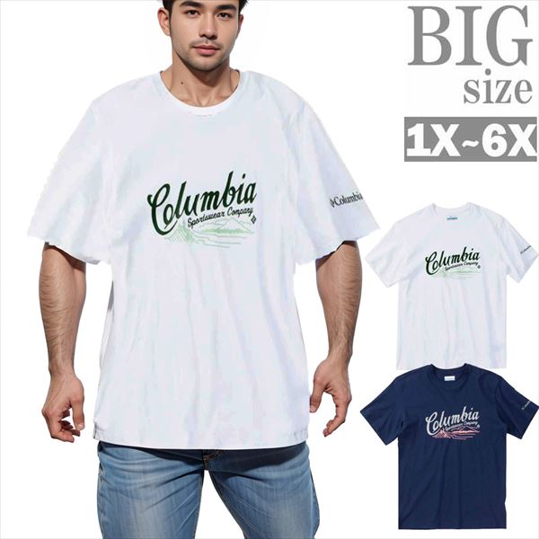 乐天商城 - Tシャツ 大きいサイズ メンズ プリントT クルーネック Columbia ブランド ロゴデザイン 男 かっこいい 服 C060412-04