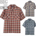 チェックシャツ 半袖 大きいサイズ メンズ オープンカラー 開襟シャツ サマーシャツ OUTDOOR 男 かっこいい 服 C060419-04
