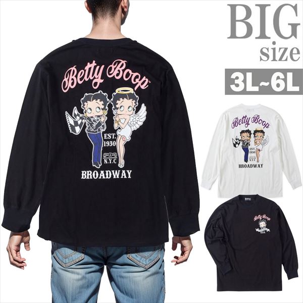 乐天商城 - BETTY BOOP 長袖Tシャツ 大きいサイズ メンズ プリント ロンT ガール キャラ かわいい 男 かっこいい 服 C060829-03