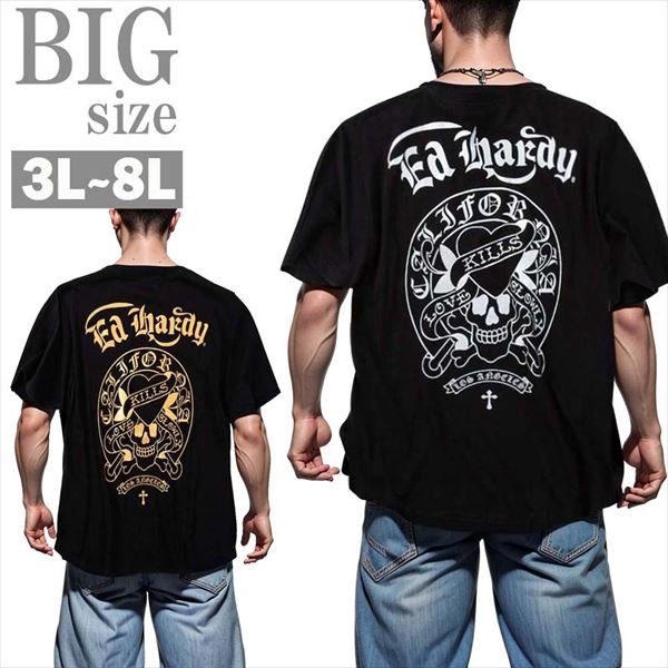 乐天商城 - Tシャツ エドハーディ 大きいサイズ メンズ ED HARDY プリントTシャツ ポケット ドクロ スカル 男 かっこいい 服 C070307-07