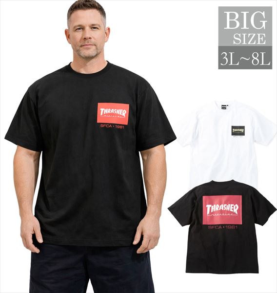 乐天商城 - THRASHER 半袖Tシャツ メンズ ボックスロゴ ストリート スケート 綿100％ 大きいサイズ 男 かっこいい 服 C080311-04