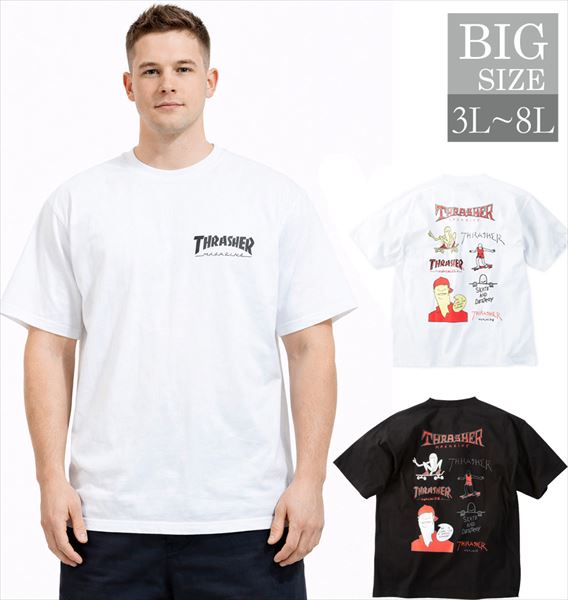 乐天商城 - THRASHER 半袖Tシャツ メンズ 大きいサイズ スケート ストリート プリントTシャツ 綿100% クルーネック スラッシャー 男 かっこいい 服 C080311-05