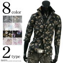 花柄シャツ メンズ 花柄 7分袖 和柄 桜花柄 長袖 17-S114015 31-S114015-13SS