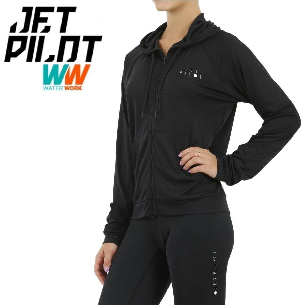 ジェットパイロット JETPILOT ラッシュフーディー 速乾 送料無料 ニュー コープ L/S レディース ハイドロ フーディー S19562 ブラック 8/S