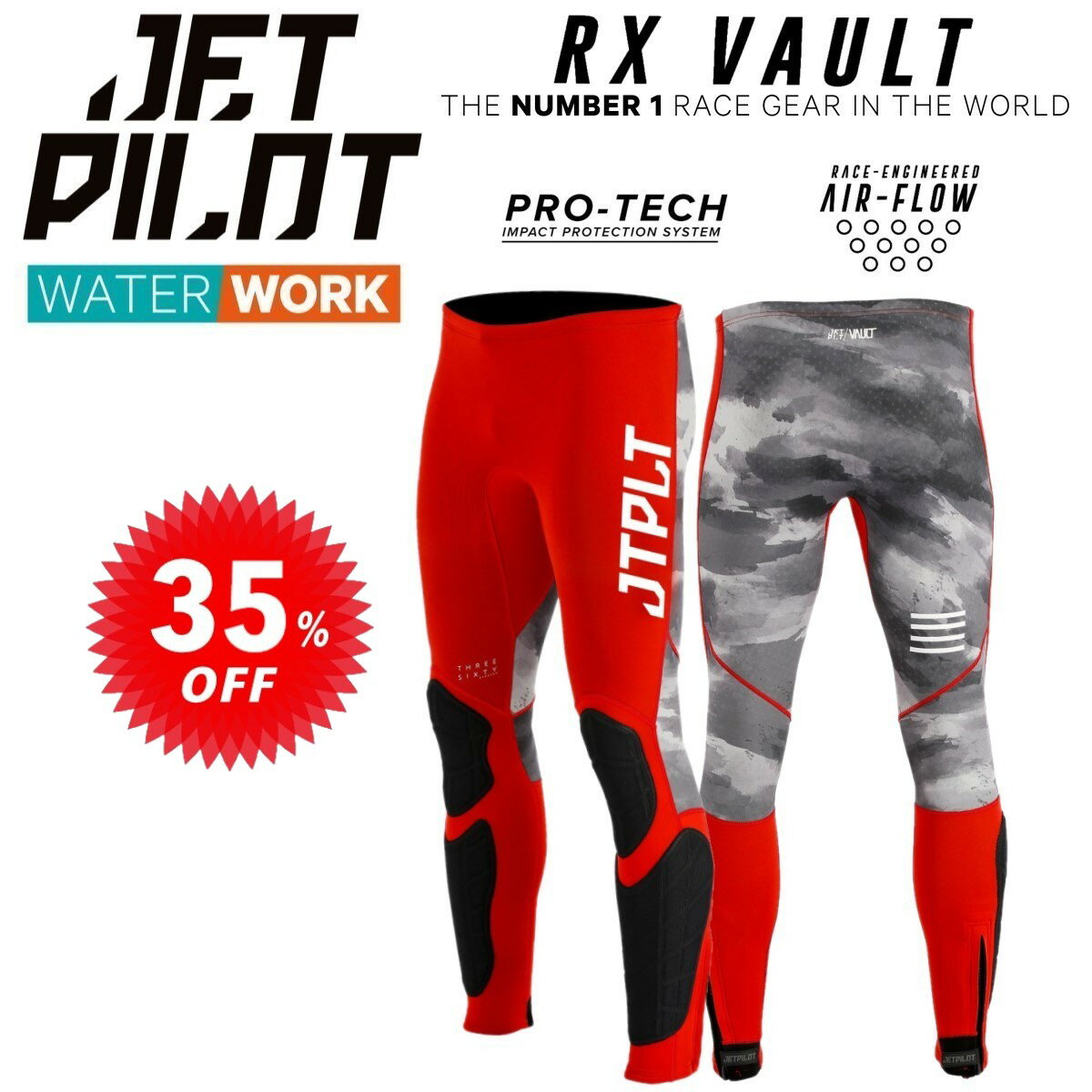 【アウトレット品】 ジェットパイロット JETPILOT セール 35%オフ 送料無料 RX ボルト レース パンツ JA22157C レッド/ブラック/カモ L 水上バイク ひざ・すねを保護