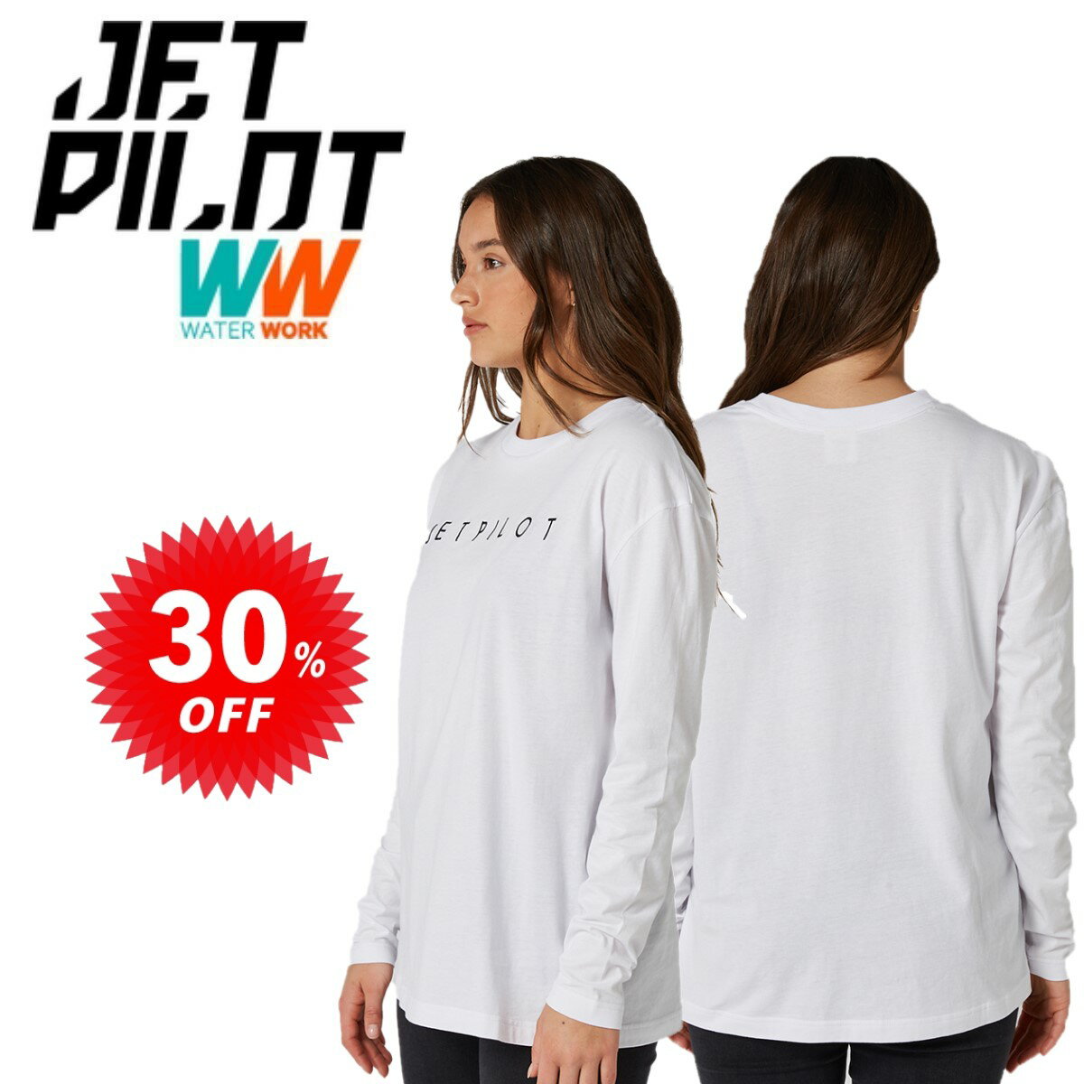 樂天商城 - ジェットパイロット JETPILOT セール 30%オフ Tシャツ レディース 長袖 送料無料 シンプル オーバーサイズド Tシャツ W22005 ロンT