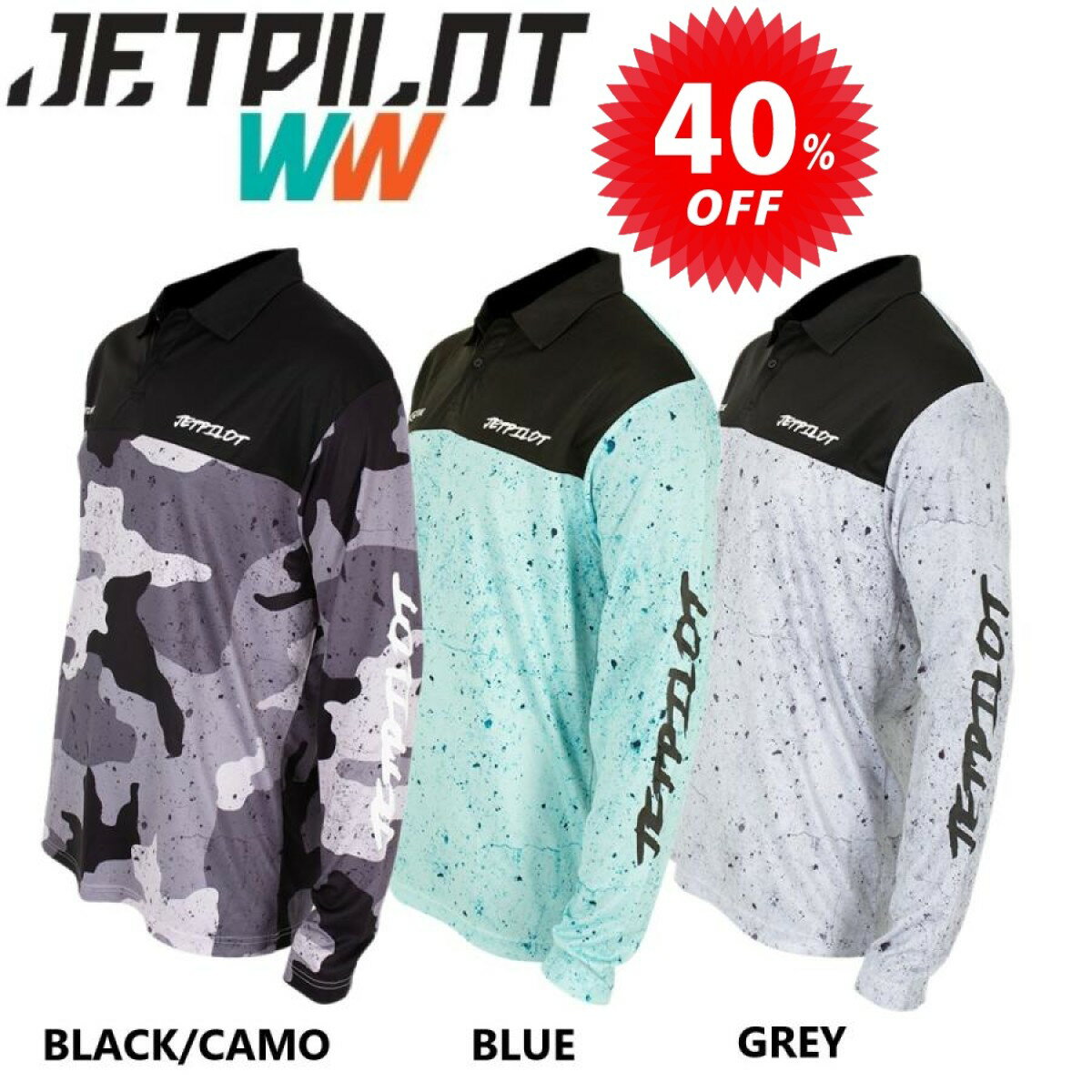 樂天商城 - ジェットパイロット JETPILOT セール 40%オフ 送料無料 ベンチャー LS フィッシング ポロシャツ JA21180 長袖 釣り