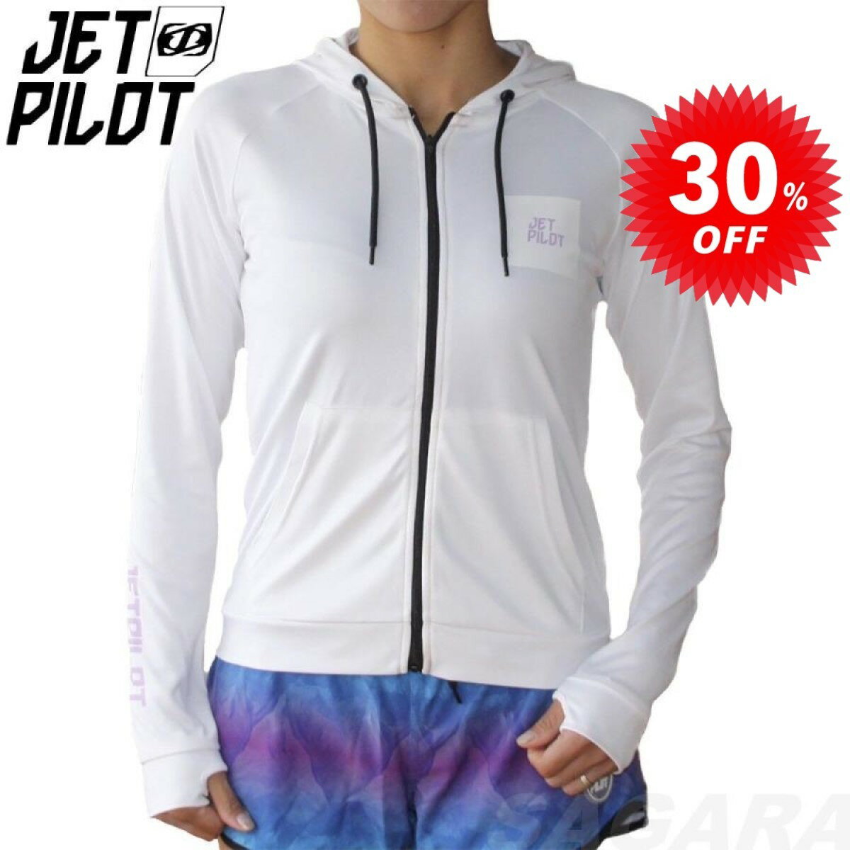 樂天商城 - ジェットパイロット JETPILOT ラッシュガード セール 30％オフ レディース ステープル ドライフィット ラッシュフーディー W18001 ウェイク サップ