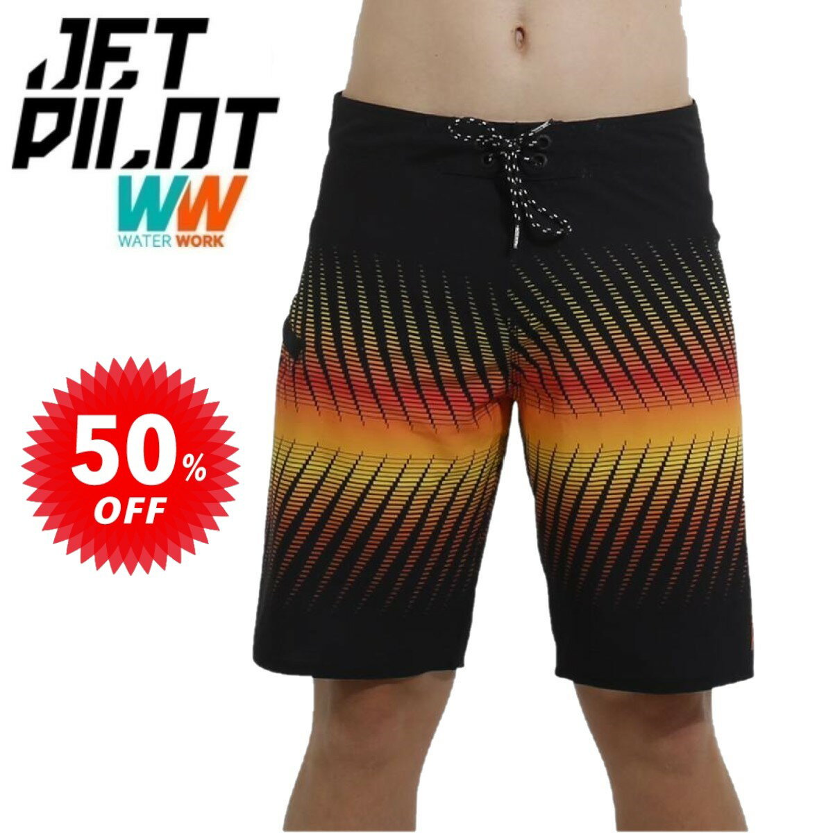 樂天商城 - 【週替わりセール 50%オフ】ジェットパイロット セール 30%オフ 送料無料 ファイヤーストーム メンズ ボードショーツ S18908 ブラック/オレンジ 30 海パン