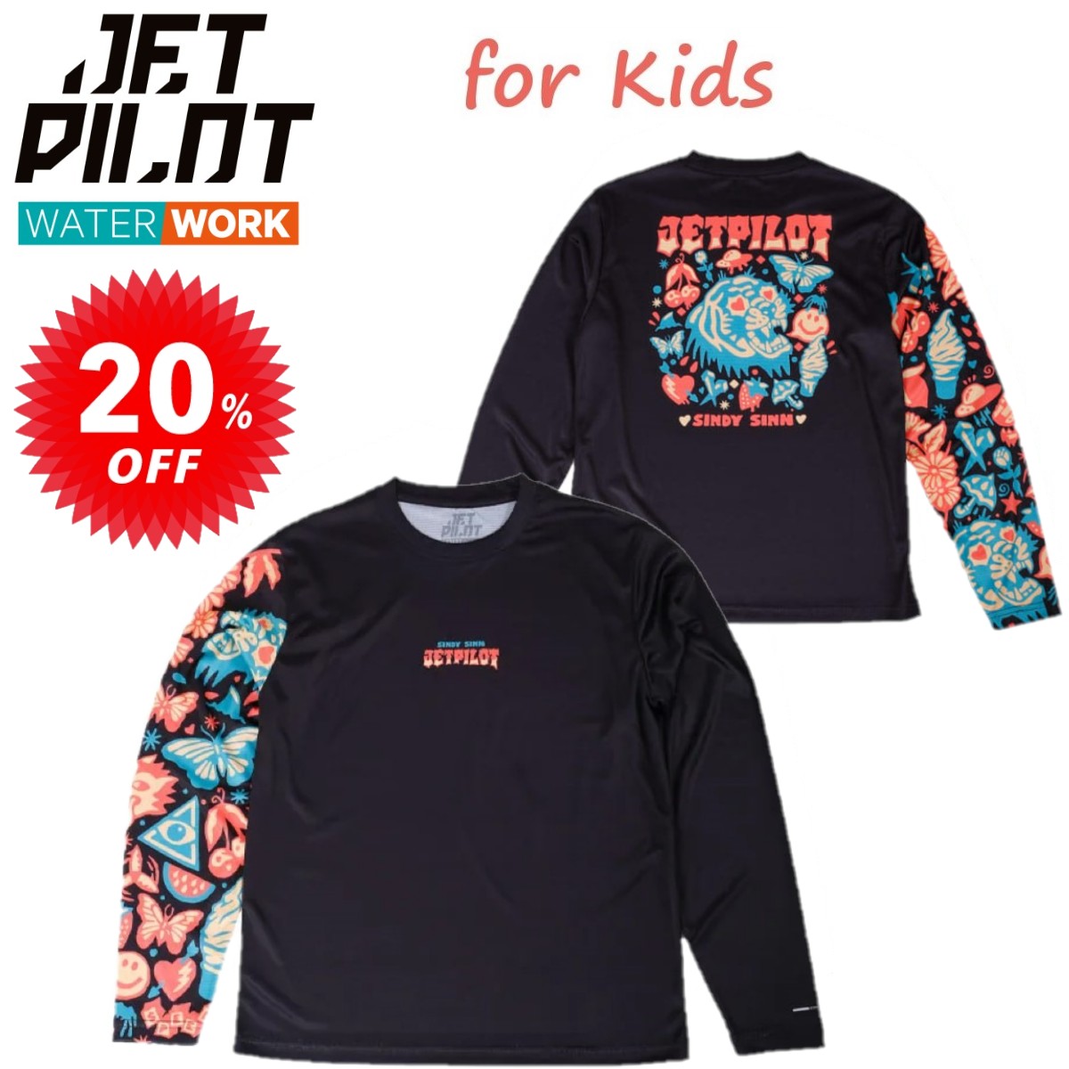樂天商城 - ジェットパイロット JETPILOT キッズ 速乾Tシャツ 長袖 セール 20%オフ 送料無料 シンディ シン LS ハイドロ Tシャツ JA24361 子ども用