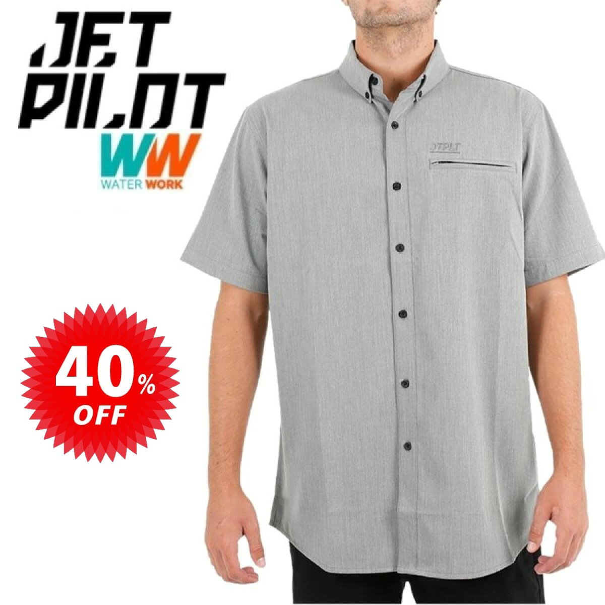 ジェットパイロット JETPILOT 半袖シャツ セール 40%オフ 送料無料 カットスロートシャツ S19691 シャンブレー S
