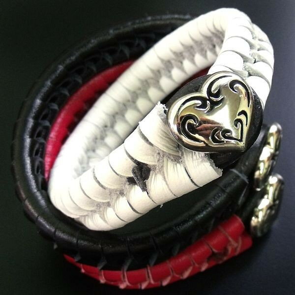 ブレスレット メンズ 本革 レザーブレスレット ハートブラスシルバートップ