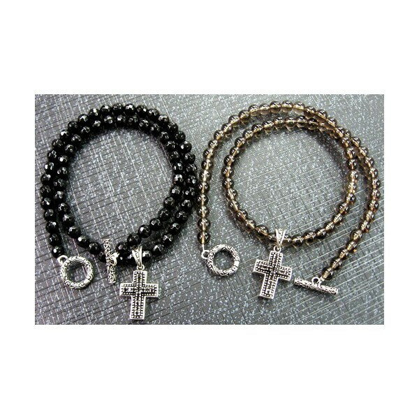 ネックレス メンズ オニキス クォーツ ネックレス シルバー925 クロスペンダントトップ