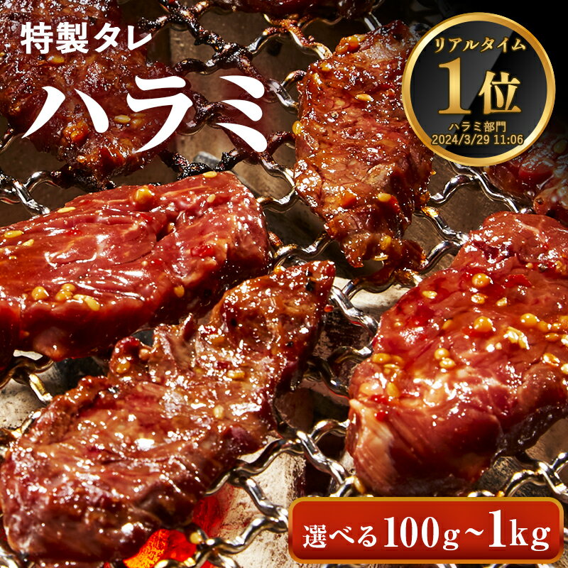 牛肉 やわらかい ハラミ 味付 特製タレ 【選べる100g-1kg】 焼肉 ホルモン BBQ バーベキュー アウトドア 母の日 父の日 ギフト プレゼント