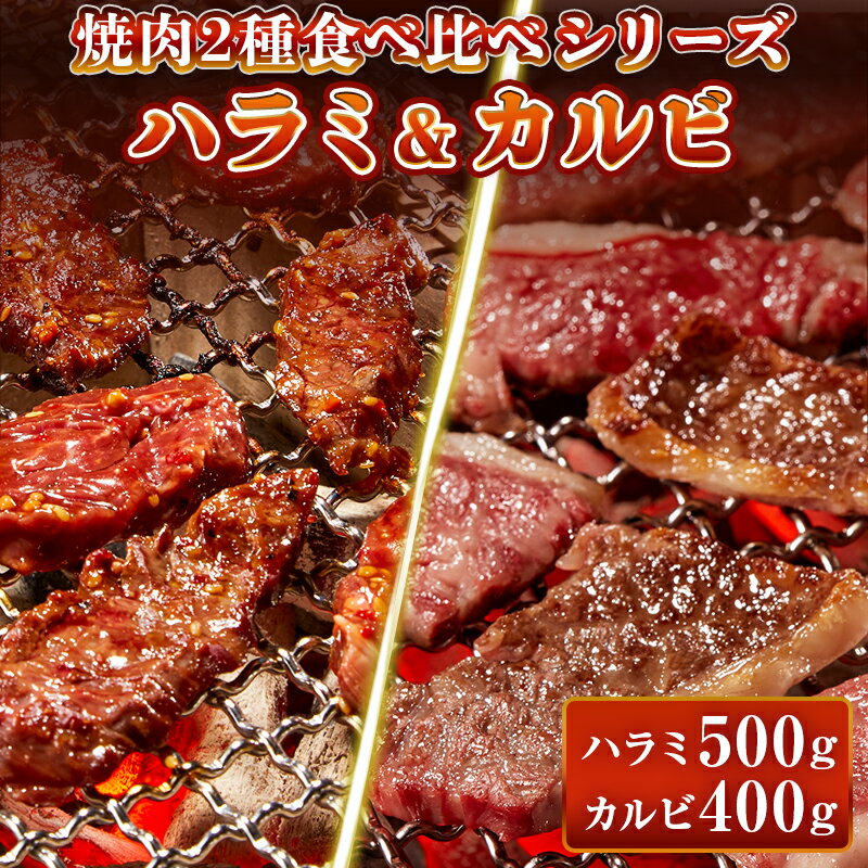 牛肉 味付 特製たれ ハラミ500g(250g×2) A5等級 特選 黒毛和牛 カルビ 400g(200g×2) 食べ比べセット 900g サガリ 焼肉 焼肉用 BBQ バーベキュー 送料無料 お歳暮 ギフト プレゼント