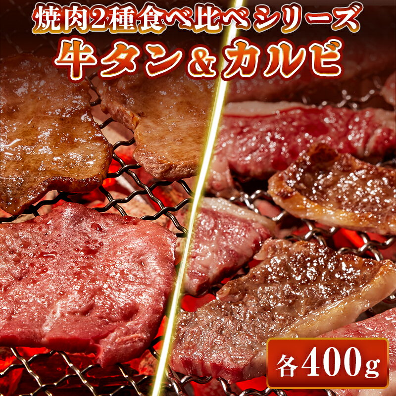 牛肉 特選 牛タン スライス 400g(100g×4) A5等級 特選 黒毛和牛 カルビ 400g(200g×2) 食べ比べセット 800g 焼肉 焼肉用 BBQ バーベキュー 送料無料 母の日 父の日 ギフト プレゼント