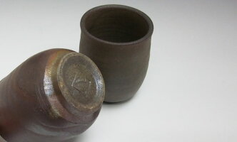 【3,150円以上】ゆのみ湯呑茶器湯飲みペアーセット夫婦湯呑備前焼組湯呑(小)(桟切)