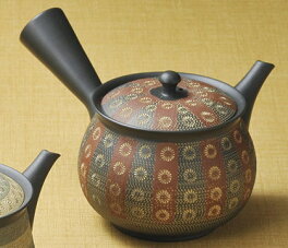 急須常滑焼磯部輝之作黒十草印花ささめ300cc