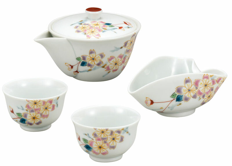 【新品/取寄品/代引不可】【特選商品5】亀甲岩牡丹 蓋付茶器揃（茶托付）　30394