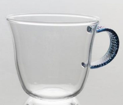 硝子工房クラフトユー カフェカップ ブルー 満水240ml CC-24BL| おしゃれ 日本製 ハンドメイド 耐熱ガラス カップ コップ おすすめマグカップ マグ ガラス 耐熱 食器 茶器
