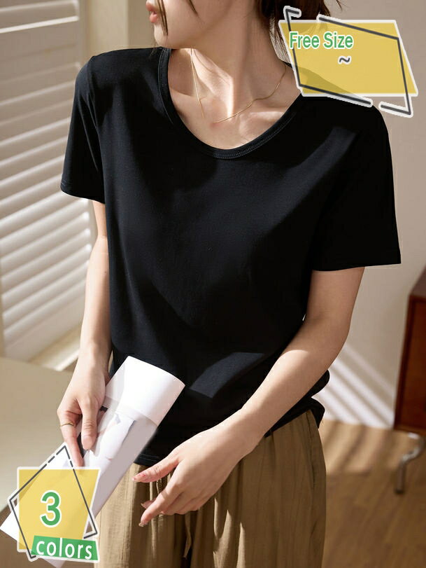 300円OFFクーポン tシャツ レディース 半袖 シンプル カットソー トップス 夏服 大きいサイズ 無地 おしゃれ 可愛い インナー ゆったり スポーツ 綿 定番 肌なじみ良い 春 夏 ティーシャツ クルーネック カジュアル 着痩せ コットン 通気性 RaogtCYU(4)