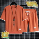 夏服 メンズ Tシャツ 半袖 上下2点セット 大きいサイズ ゆったり おしゃれ ジャージ 上下セット スウェット 服 トップス ハーフパンツ セットアップ ショ...