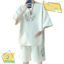 メンズ 2点セット 半袖Tシャツ ハーフパンツ ショートパンツ 上下セット ジャージ Tシャツショートパンツセット スポーツ 短パン 半パン スポーツウェア ル...