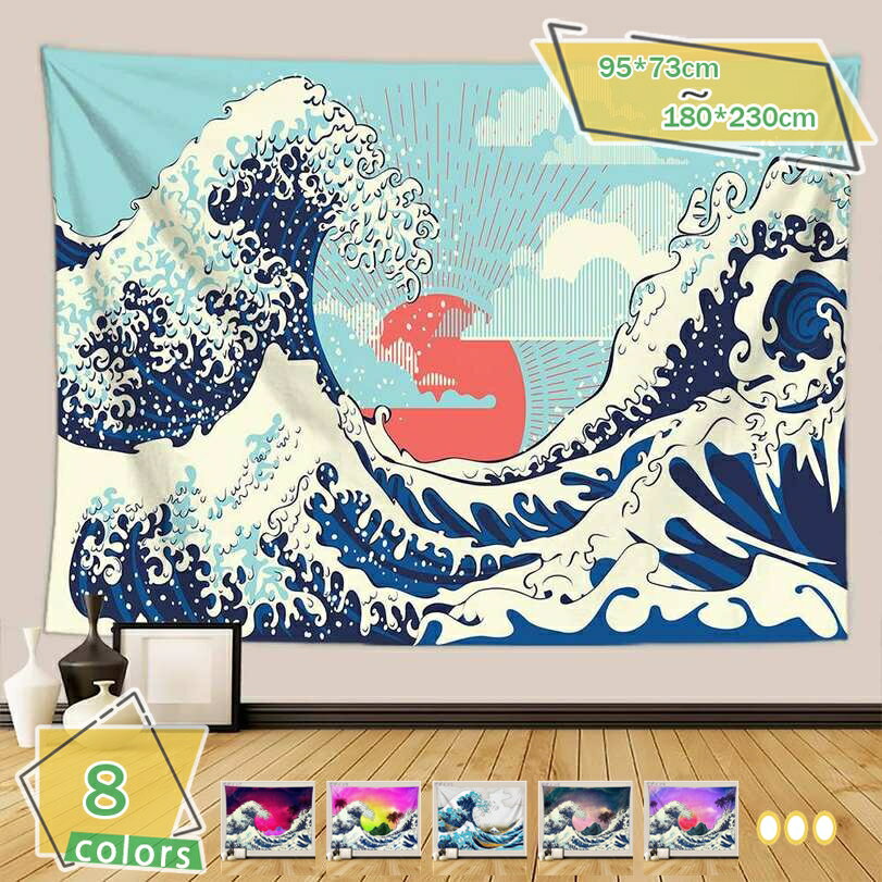 300円OFFクーポン 和風飾り タペストリー 和柄 神奈川沖波裏 壁掛け 浮世絵 名画 おしゃれ壁掛け 装飾布 インテリア 部屋飾り 布ポスター モダンな壁飾り 模様替え お店 間仕切り カーテン 書斎 気分転換 遮光 目隠し 掛け物 玄関 浴室 寝室の装飾 RaogtCYU