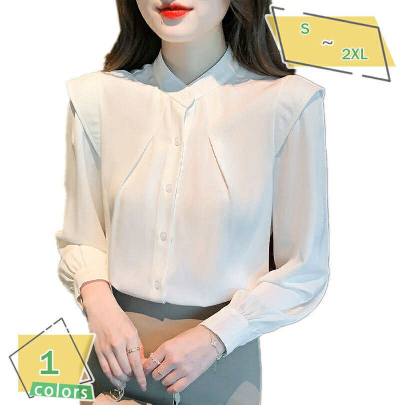 Long-Sleeved - ブラウス シャツ レディース ハイネックblouse フォーマル 立ち襟 トップス 長袖 スーツインナー 女性用 通勤 春 秋 ビジネス 入学式 卒業式 オフィスカジュアル ホワイト 通勤服 卒園式 入園式 きれいめ キレイめ 着痩せ 白シャツ RaogtCYU