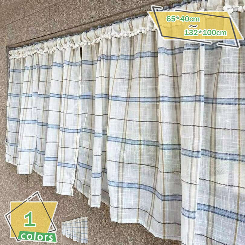 田園風 カフェカーテン 花柄 レース付き 短いカーテン 防塵 外からは見えない キッチン 洗面所 間仕切..