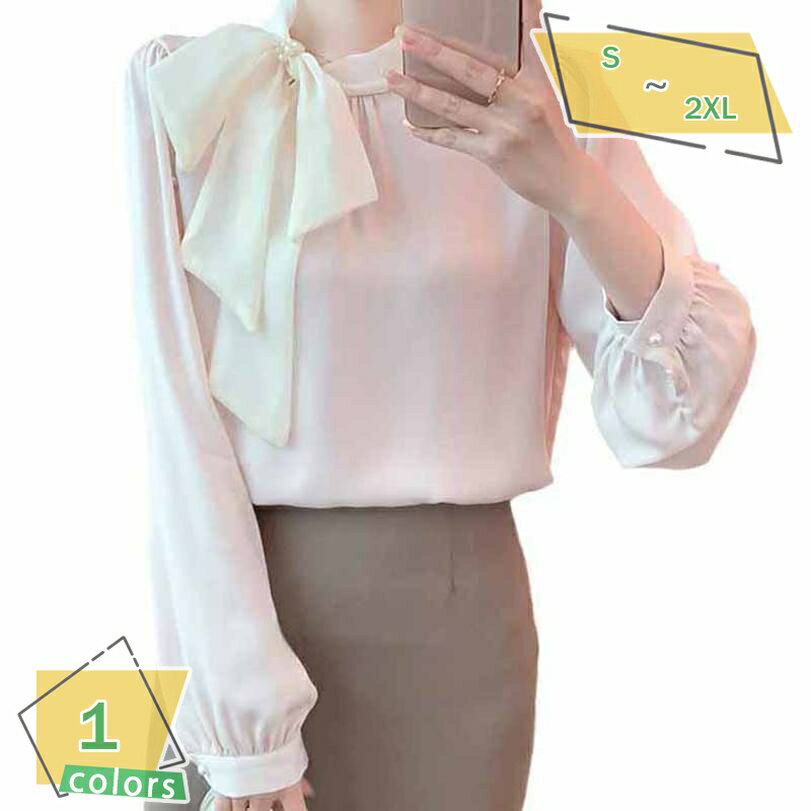 長袖 シャツ ボウタイブラウス リボン オフィス 蝶結び フリル ブラウス ハイネック おしゃれ 大人可愛い エレガント シフォンブラウス Vネック パフスリーブ フェミニン セレモニー フォーマル 入学式 発表会 20代 30代 40代 RaogtCYU