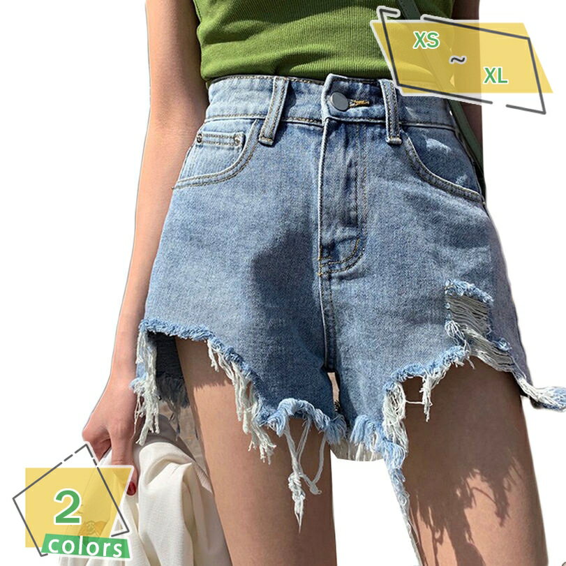 1600円OFFクーポン デニム ショート パンツ ダメージ 加工 コットン レディース パンツ オ